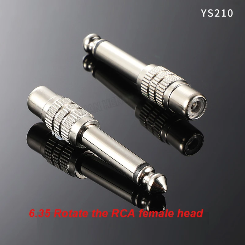 S54638db212a04ce1afc3a667f1638694M S210G Gold Plated Adapter 6.35 to AV Head 6.5 Male to RCA Lotus Female Microphone Mixer Amplifier Audio Adaptor Connector