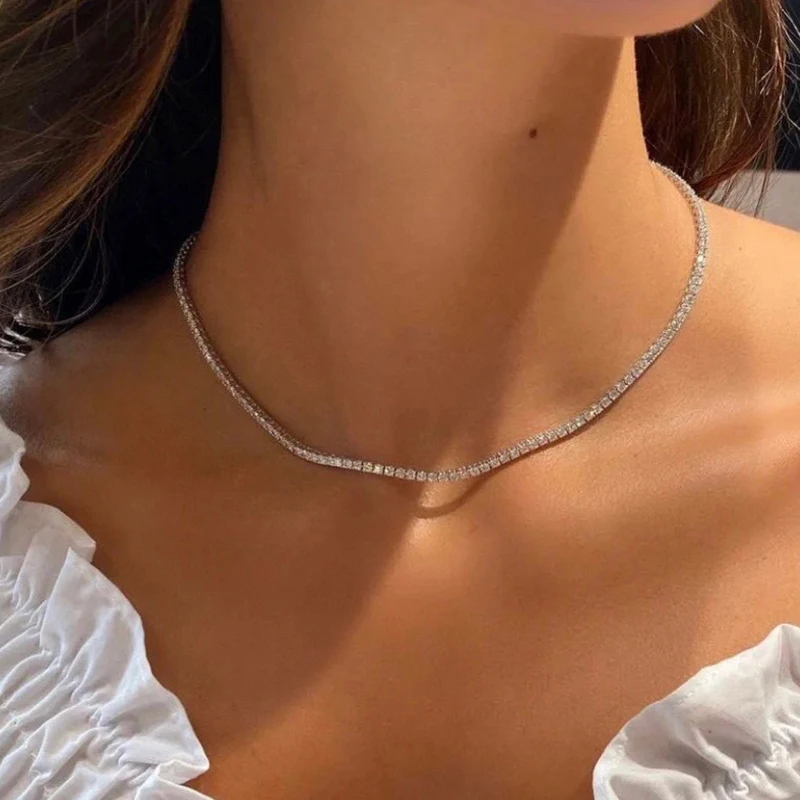 S58f64573c4314020bea9916f5a99100ai Aazuo Fine jewerly 18K Gold Real Diamonds 8.85ct F VS Luxury Classic Tennis Necklace Gife For Woman Senior Party Charm Jewelry