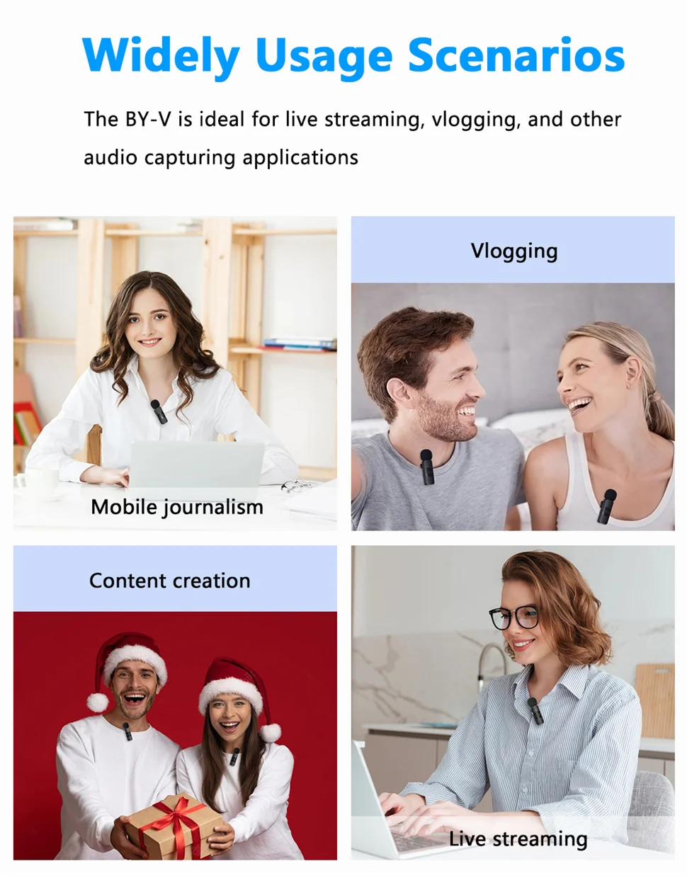 BOYA BY-V Wireless Lavalier Lapel Microphone for iPhone Android Cell Phone PC Computer Laptop Youtube Recording Streaming Vlog