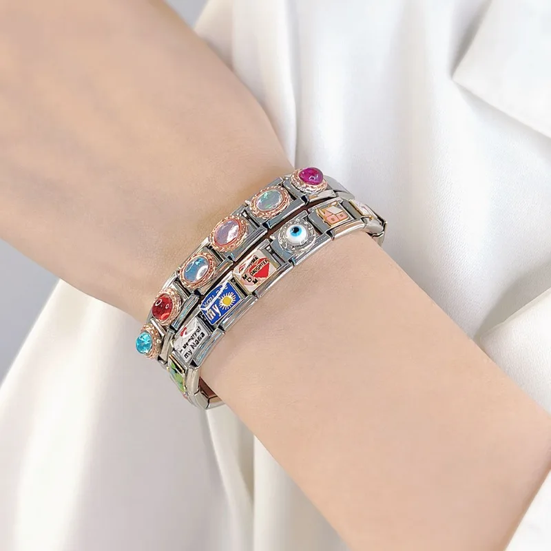 S5b04159fa14d467c8b18896562f633c8X Hapiship 2023 New Fashion Friend Daddy's Angel Charm Italian Links Fit 9mm Bracelet Stainless Steel Jewelry DIY Making DJ608