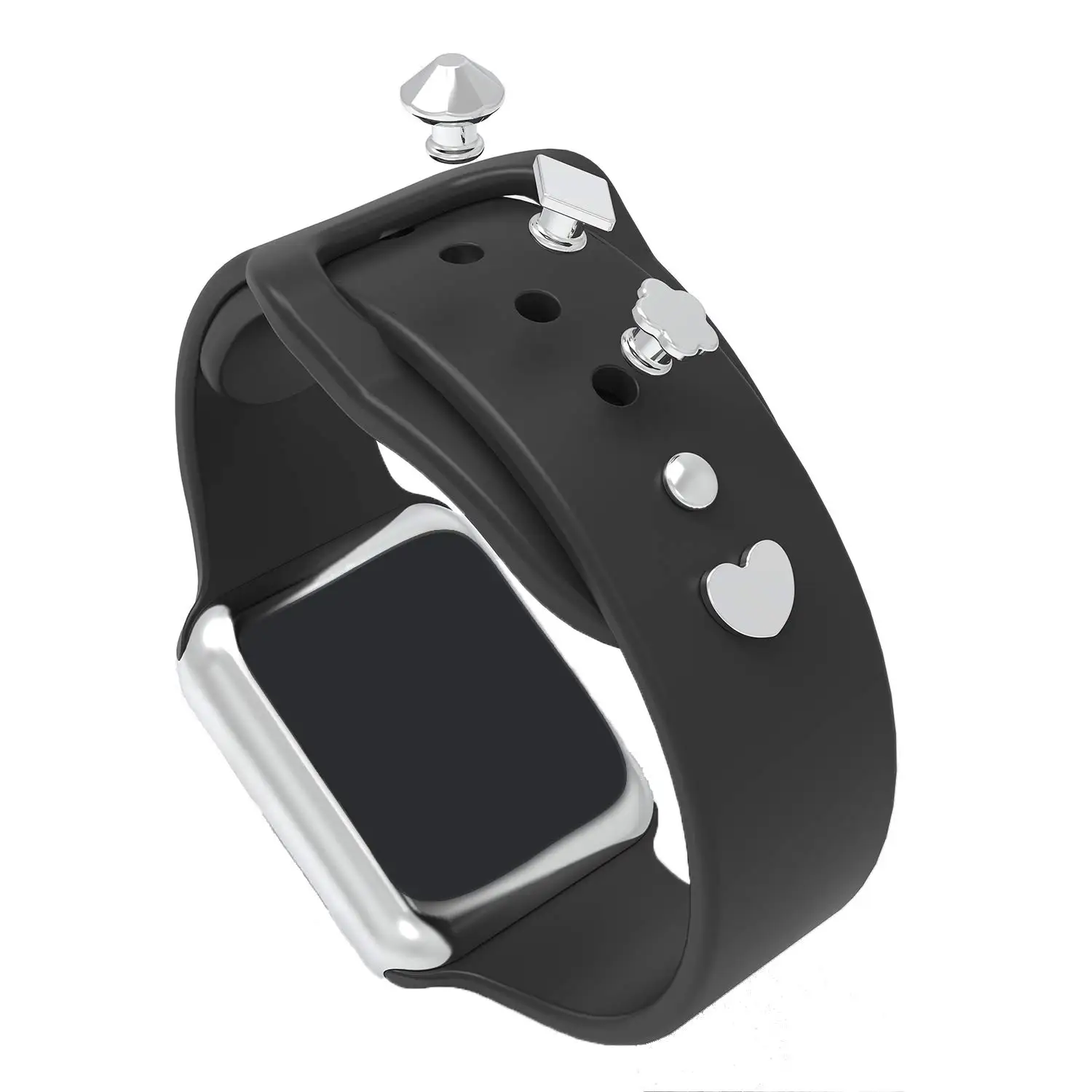 S5b96132327674a53953f9143423bd3c5L Silicone Strap Jewelry Charms for iWatch series 7 6 5 3 se/Galaxy watch 4/Classic Bracelet Metal decoration for Apple watch Band