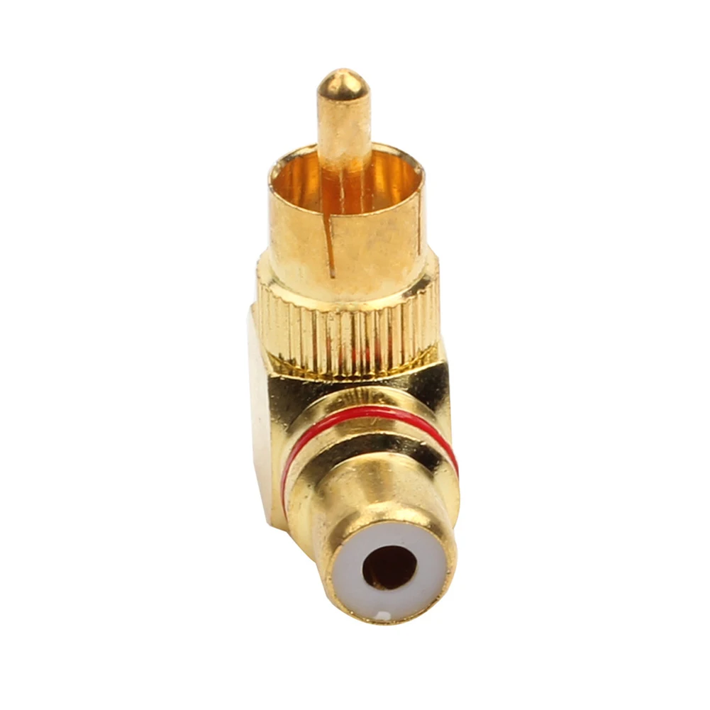 S671fbca56c0a4c2eb04058f63dcea33c9 Audio Equipment Mixers RCA Adapter Audio Adapter L Shape 1pcs 90Degree Elbow Gold Male To Female Metal Plug RCA