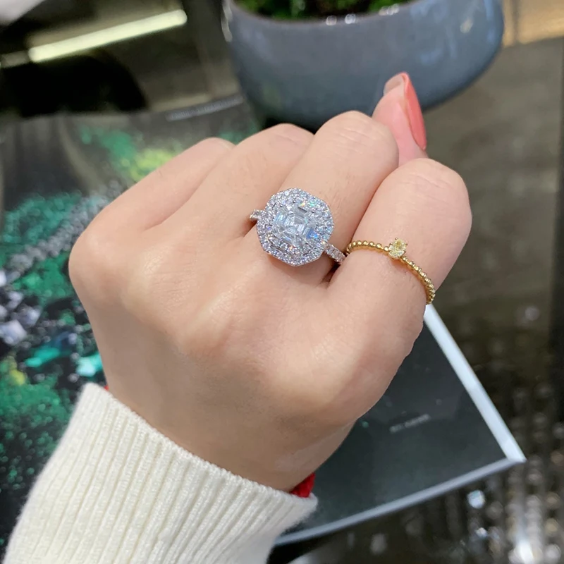 S67b9fc2ea24d45fea1b3ef0dbc574957M LUOWEND 18K White Gold Fine Natural Diamonds 0.55carat Jewelry Classic Style Rings for Women Engagement Party