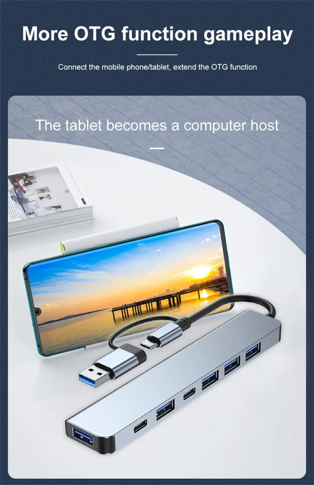 S67cc35872344473eb27fed661ec95a714 USB 3.0 5/8 Port Hub OTG Adapter 5Gpbs High Speed USB 3.0 2.0 Splitter 3.5 Audio for Xiaomi Macbook Pro Air Computer Accessories