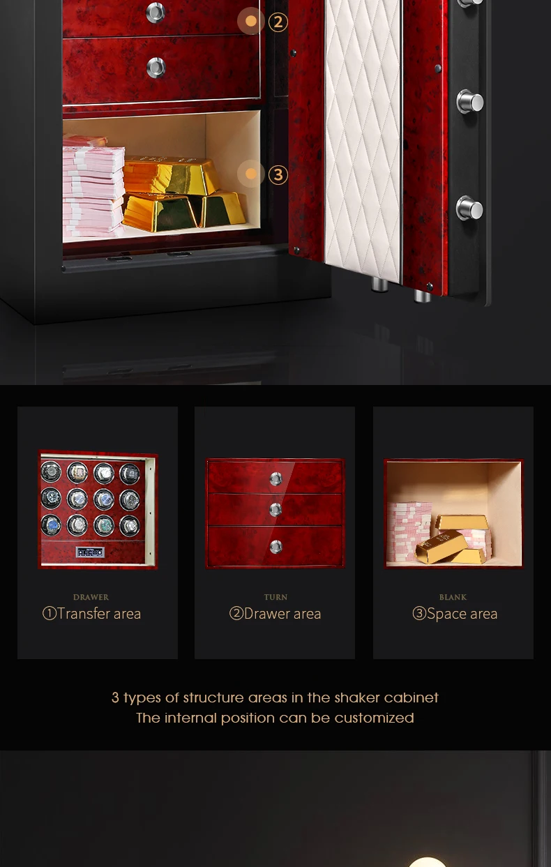 S6922d76ee5c544f7b55c56ba129bf1ceI Embers Jewelry Ring Watch Necklace Bracelet Cash Safe Box Storage Cabinet Fireproof Anti Theft Fingerprint Unlock Custom Logo