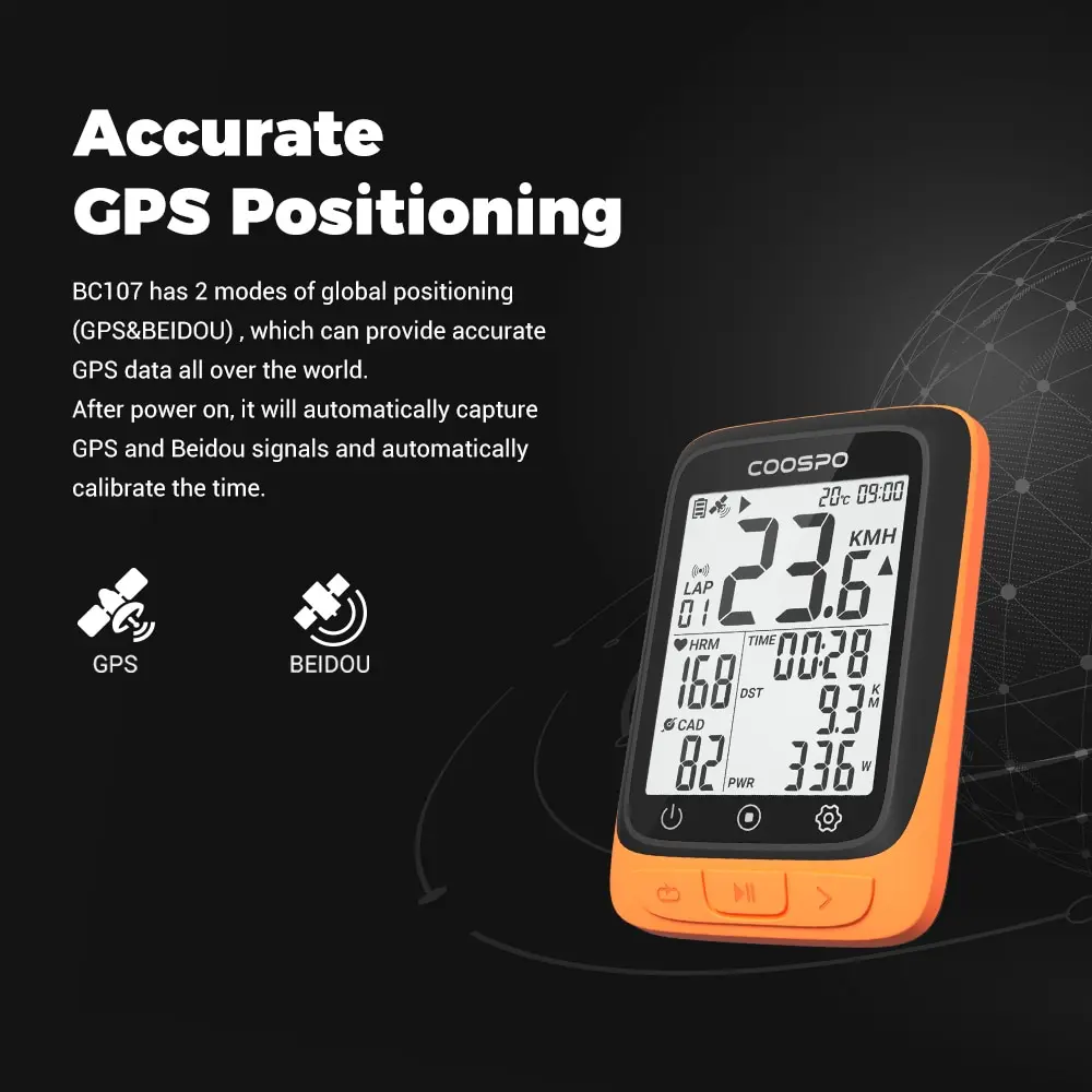 S69f9923cb54d4918b730e353d42103ddF COOSPO BC107 Bike Computer GPS Wireless Bicycle Cycling Odometer Speedometer 2.4"FSTN Bluetooth5.0 ANT Waterproof GPS BDS
