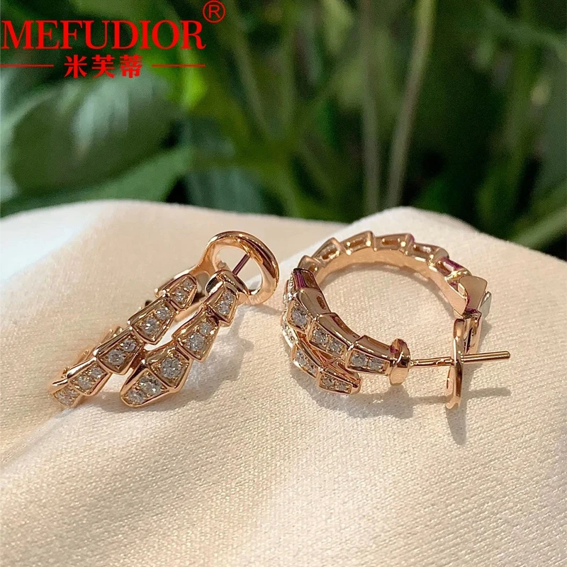 S6a6013a523b243cb9b75eb612cc2cbcfA 18K Real Gold Snake Bone Stud Earrings Rose/Yellow Gold Inlaid D VVS Moissanite for Women Hight Quality Jewelry Party Gift