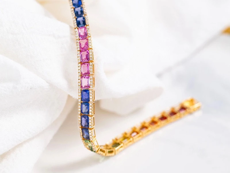 S6b402b7266614caebe5102dc074a7d868 KUGG 18K Rose Gold Bracelet Real Natural Aquamarine Luxury Rianbow Shape Shiny Diamond Jewelry for Women Engagement Party
