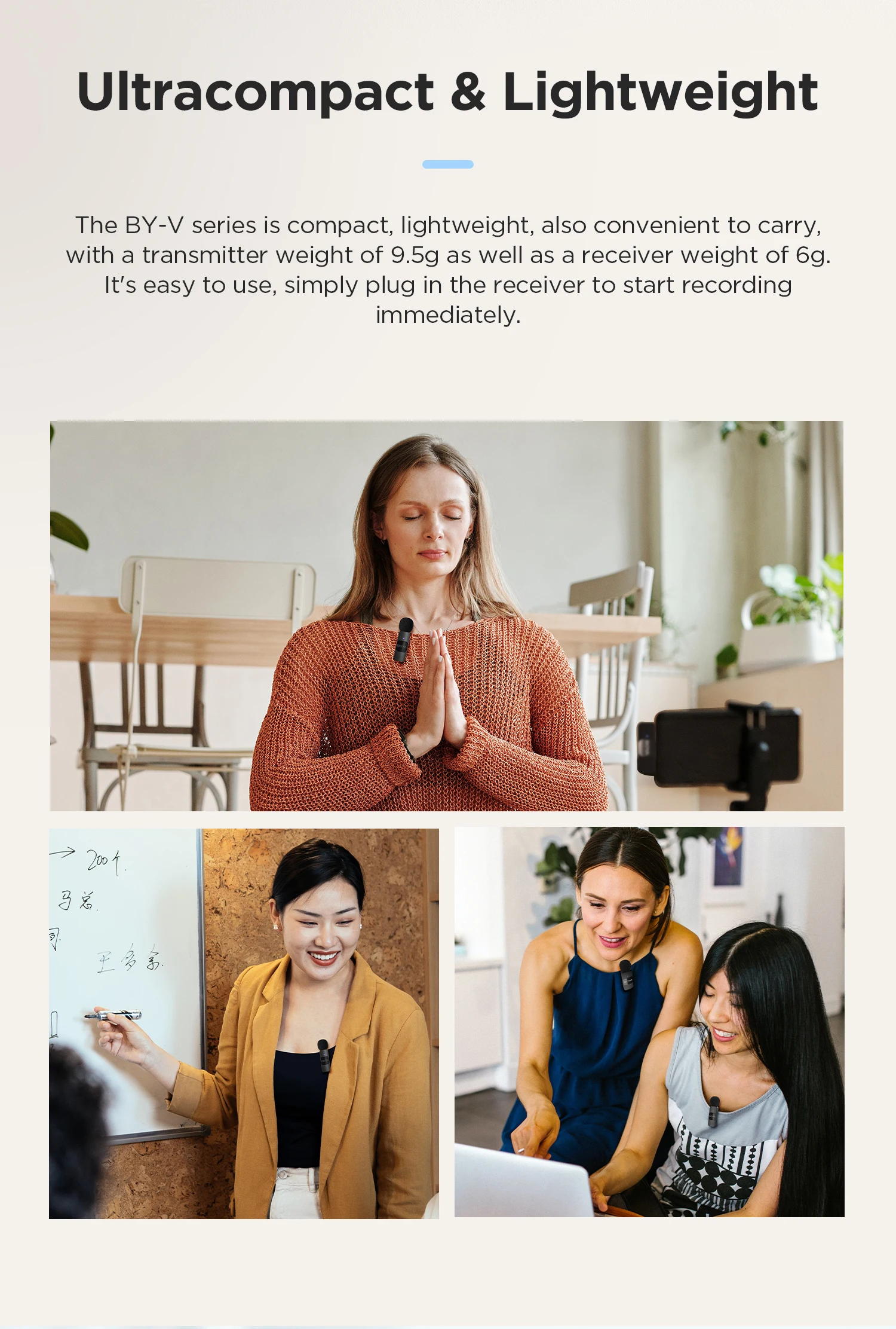 S71285bec0ada42eba8859d1123255145p BOYA BY-V Wireless Lavalier Lapel Microphone for iPhone Android Cell Phone PC Computer Laptop Youtube Recording Streaming Vlog