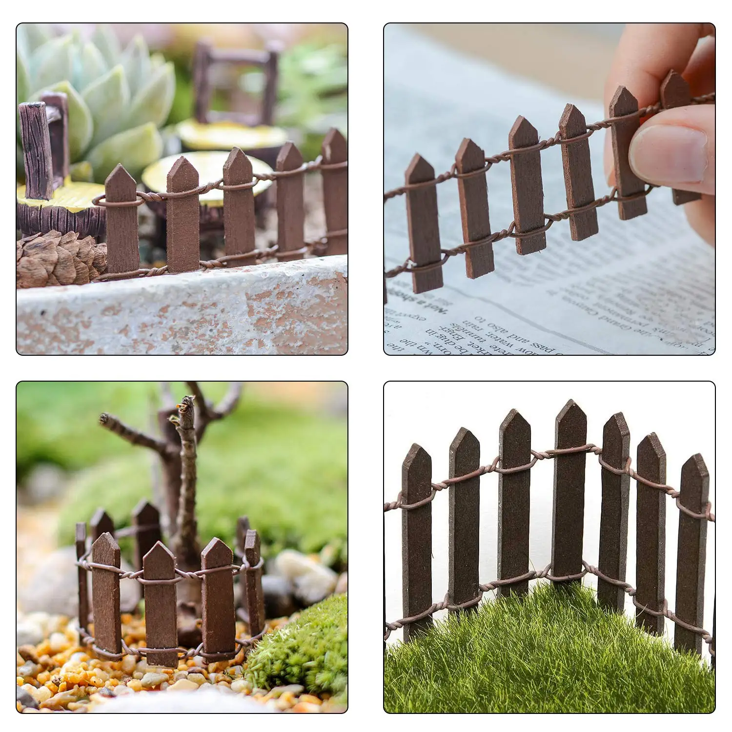 S71e28b26833e425c860ecbe751ca79a4s Fairy Garden Fence 90 x 5cm Mini Wooden Fence Miniature DIY Fairy Garden Accessories Wood Barrier Dollhouse Home Craft Decor