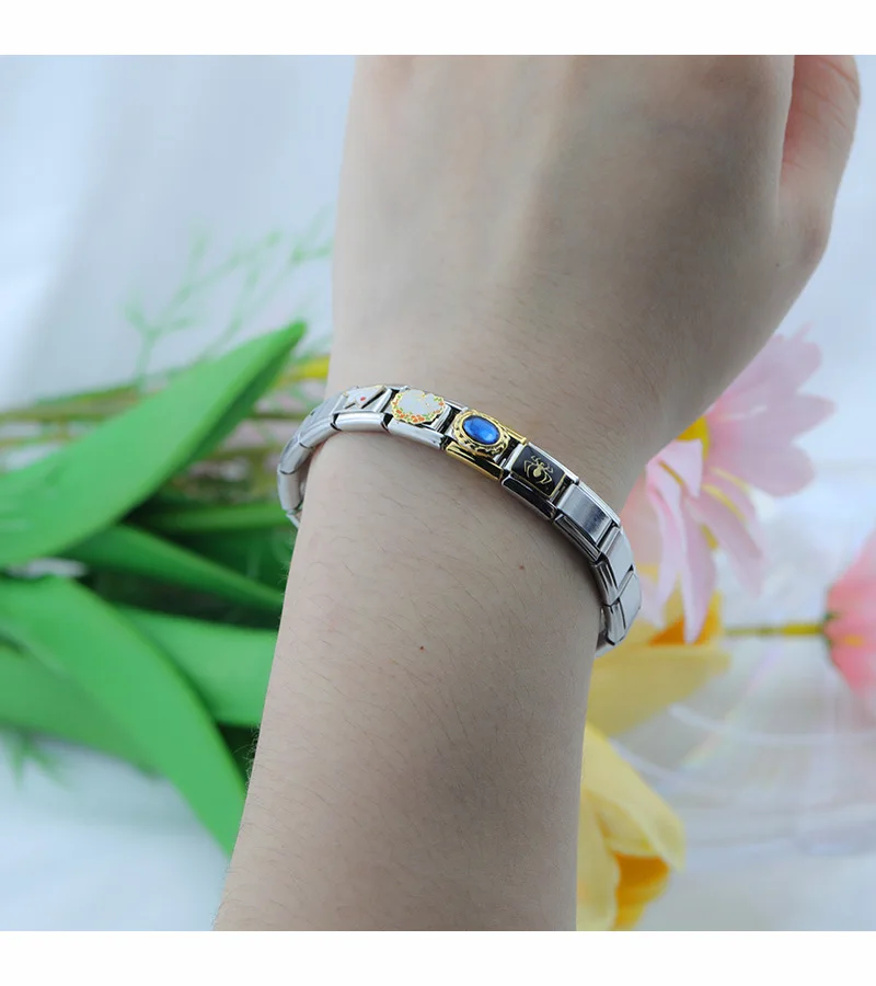 S754453f16f184f66b3ea8927b9d892bfH Hapiship 2023 New Fashion Spider Aircraft Cat Coffee Charm Italian Links Fit 9mm Bracelet Stainless Steel Making Jewelry DJ644-C