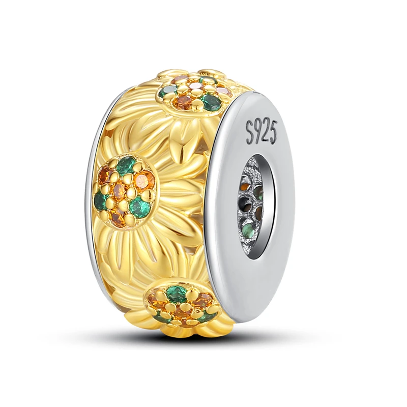 New 925 Sterling Silver Fashion Golden Sunflowers Heart Charms Beads Fit Pandora 925 Original Bracelets Luxury Party DIY Jewelry 32 S7b657805afcb418c9131f568d798b12aT New 925 Sterling Silver Fashion Golden Sunflowers Heart Charms Beads Fit Pandora 925 Original Bracelets Luxury Party DIY Jewelry