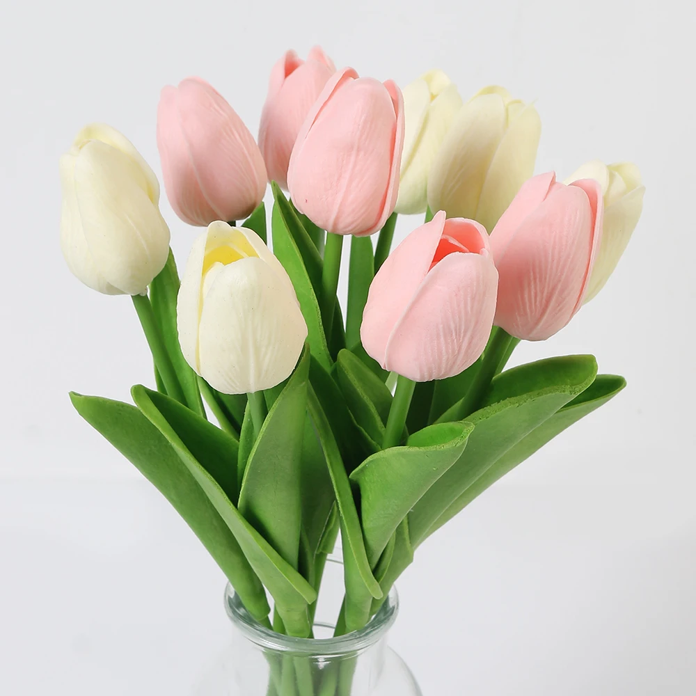 S7bd1076e582742bd87904c65fd647000l 10Pcs Tulip Artificial Flowers Bouquet 29cm Real Touch PE Fake Flowers for Wedding Decoration Ceremony Decor Home Garden Decor