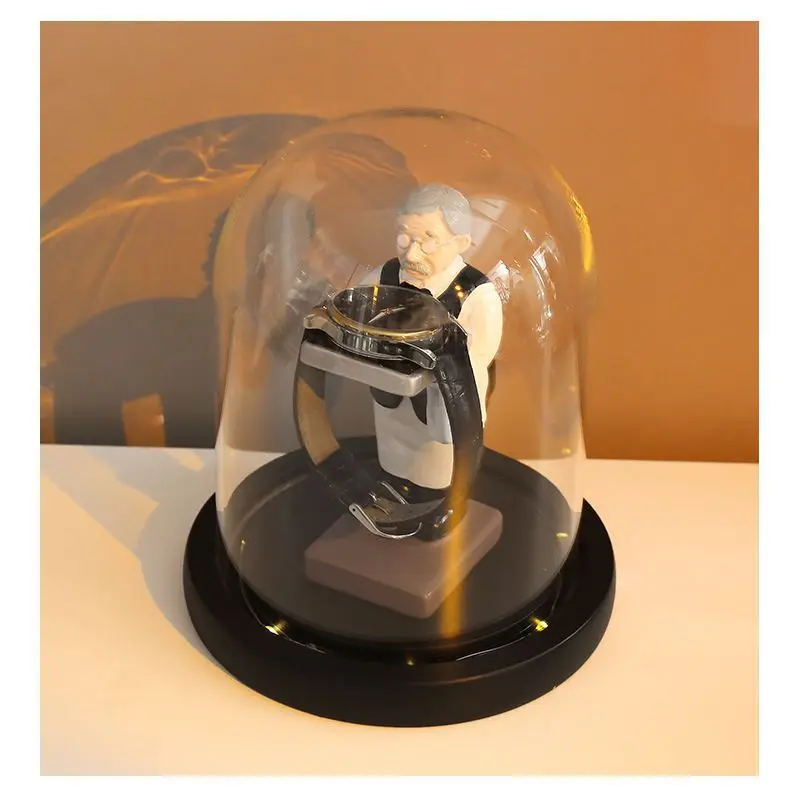 S7c75d72bf05b4d658be41b4b006e0854A Trendy watch display stand, electroplating cartoon bear, animal resin ornaments, jewelry storage rack, celebration gifts.
