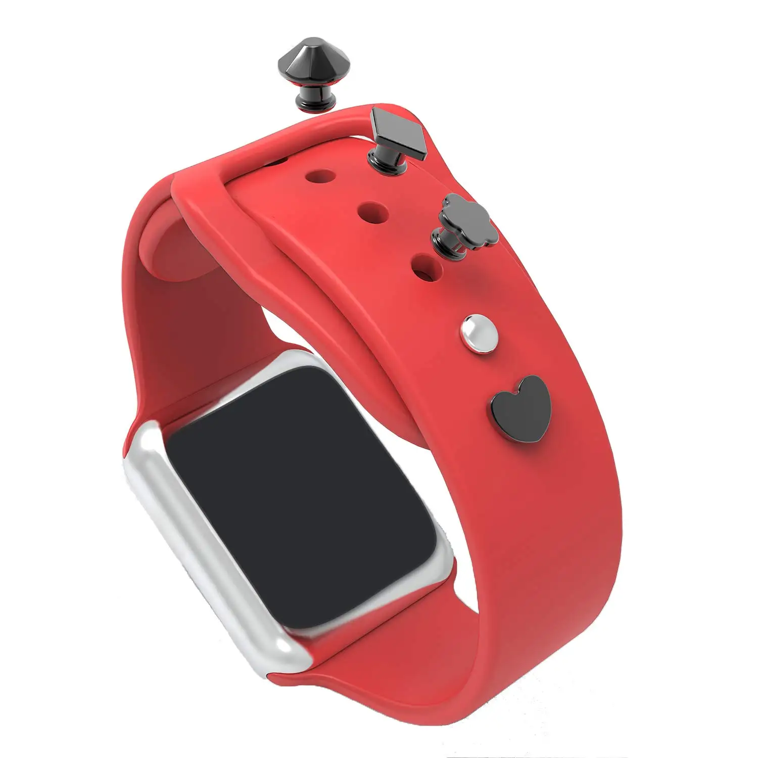 S7e79aece6fd24083acd788556c23c32bb Silicone Strap Jewelry Charms for iWatch series 7 6 5 3 se/Galaxy watch 4/Classic Bracelet Metal decoration for Apple watch Band