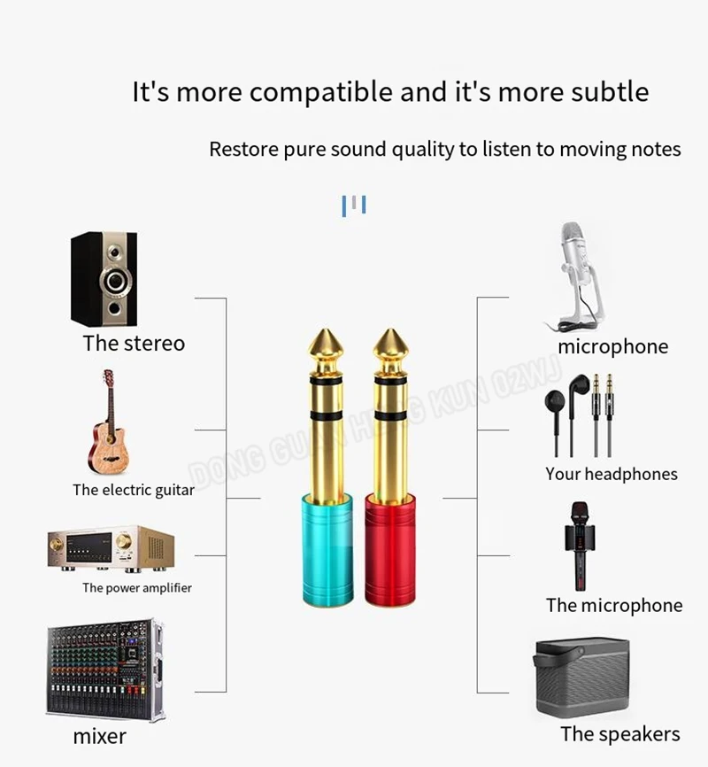 S829633089a7d4901a1fab483069135656 S210G Gold Plated Adapter 6.35 to AV Head 6.5 Male to RCA Lotus Female Microphone Mixer Amplifier Audio Adaptor Connector