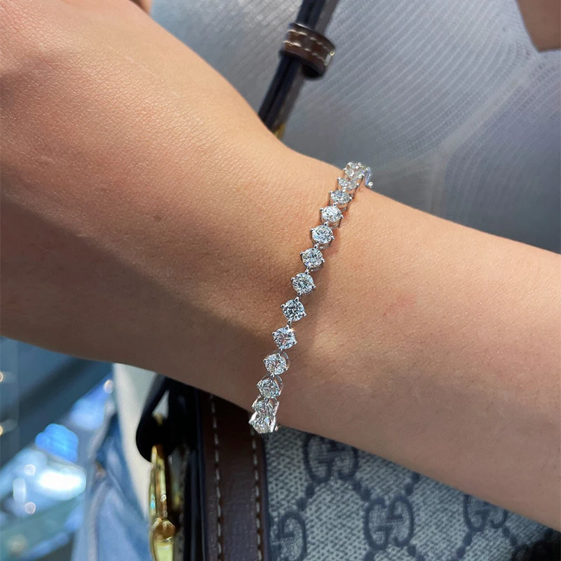 S872bd8ed633242c5aeb10aa7f7a10d79T Aazuo Luxury Jewelry 18K White Gold Natrual Diamonds 3.0ct Tennis Bangle For Woman Upscale Trendy Wedding Engagement Party