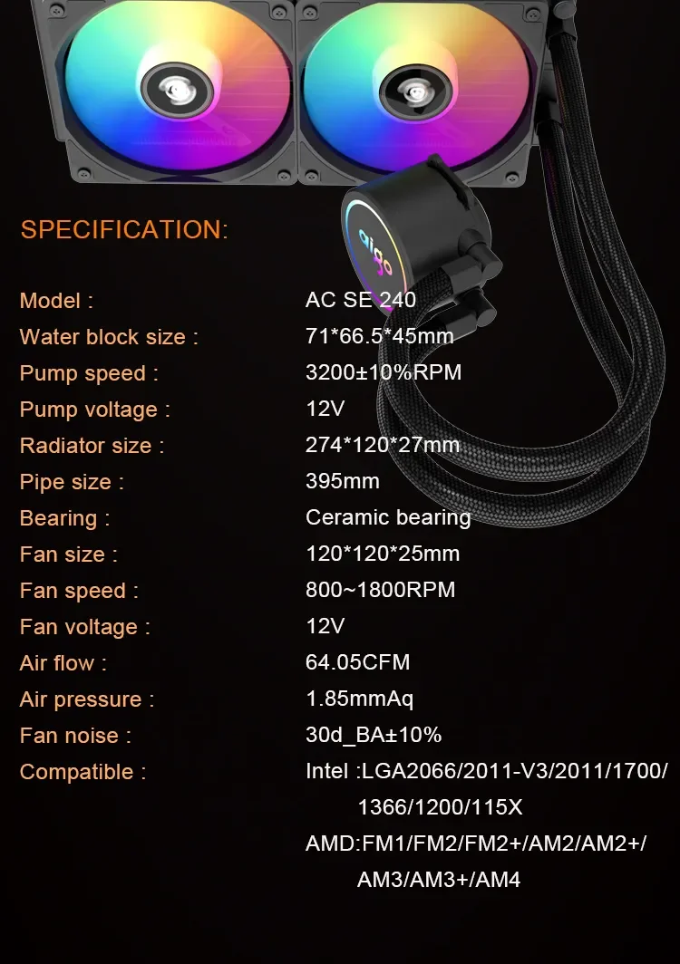 Aigo Water Cooler CPU Cooling Computer RGB Water Cooling Heatsink Integrated CPU Cooler Fan Radiator LGA 1700/1151/2011/AM3 /AM4 19 S876c0fa4266c47ffa7e26c72f24d0da8H Aigo Water Cooler CPU Cooling Computer RGB Water Cooling Heatsink Integrated CPU Cooler Fan Radiator LGA 1700/1151/2011/AM3 /AM4