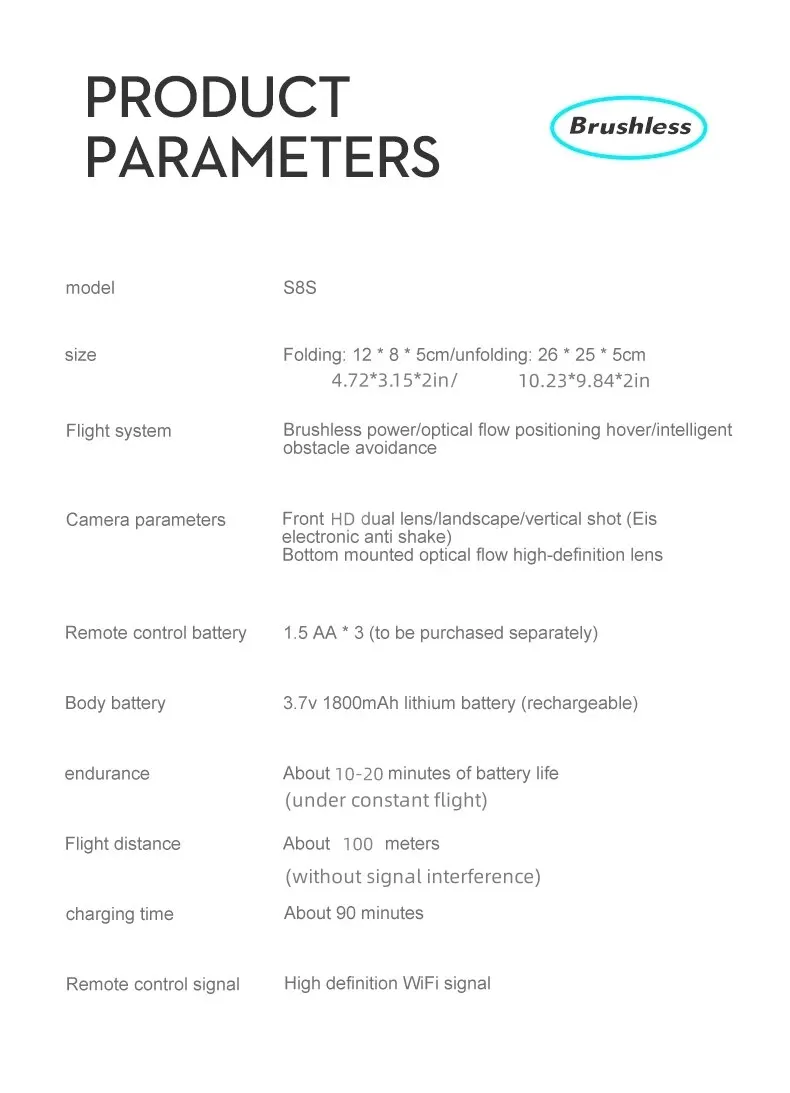 S8c8eb55d23de4d988a87285dea18145et S8S GPS Drone 5G Wifi 8K HD Dual ESC Camera Optical Flow 360° Obstacle Avoidance Brushless Motor RC Foldable Quadcopter 9000M