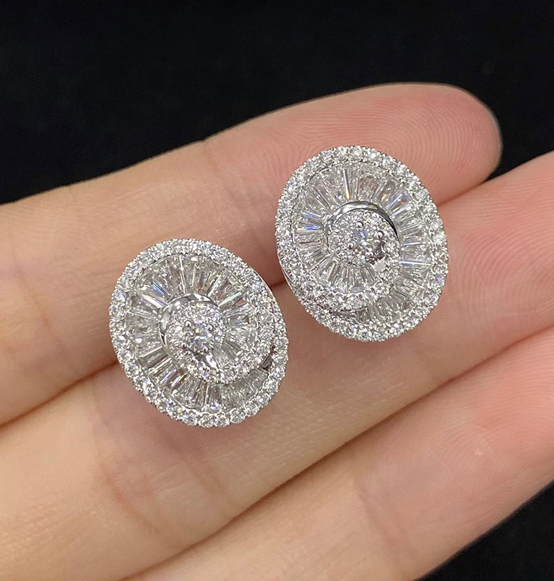 S8de41e639a7546ecae4661a6c12cbc7b2 LUOWEND 18K White Gold Earrings Fashion Spiral Design Real Natural Diamond Stud Earrings for Women Wedding High Party Jewelry