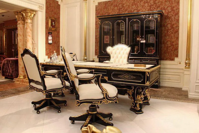 S8f38a2f2a3a04a09a348b9c23aa64623c High End Classical French Baroque Style Luxury Design Antique Wooden Carving Black and Gold Office Writing Desk