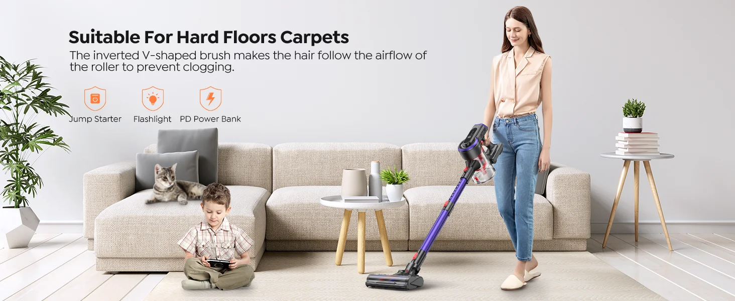 S8fd1f563145f441da27b874710ac4975e aspiradora 450W 38000Pa Powerful Cordless Vacuum Cleaner Wireless Handheld For Home Appliance with Touch Screen 55 Min Runtime