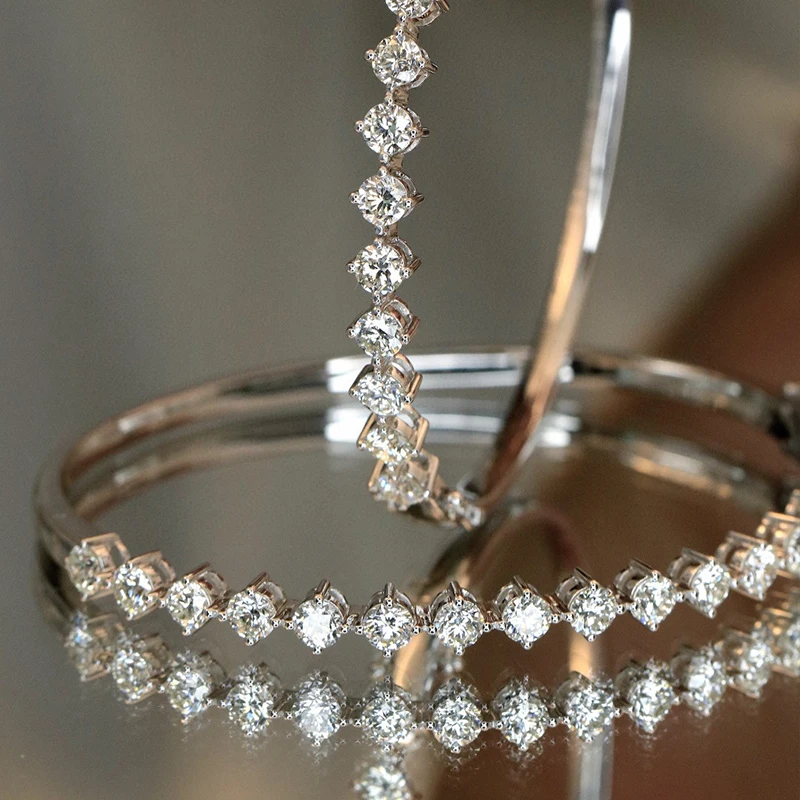 S90664041e3d94e84aed225f03144d6edN Aazuo Luxury Jewelry 18K White Gold Natrual Diamonds 3.0ct Tennis Bangle For Woman Upscale Trendy Wedding Engagement Party