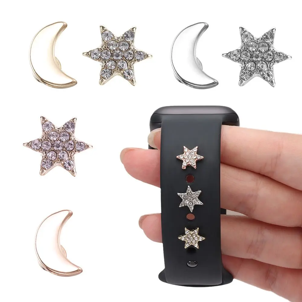S91a37d43068b4cefb2b0f8484d8ebcbcC Silicone Strap Jewelry Charms for iWatch series 7 6 5 3 se/Galaxy watch 4/Classic Bracelet Metal decoration for Apple watch Band