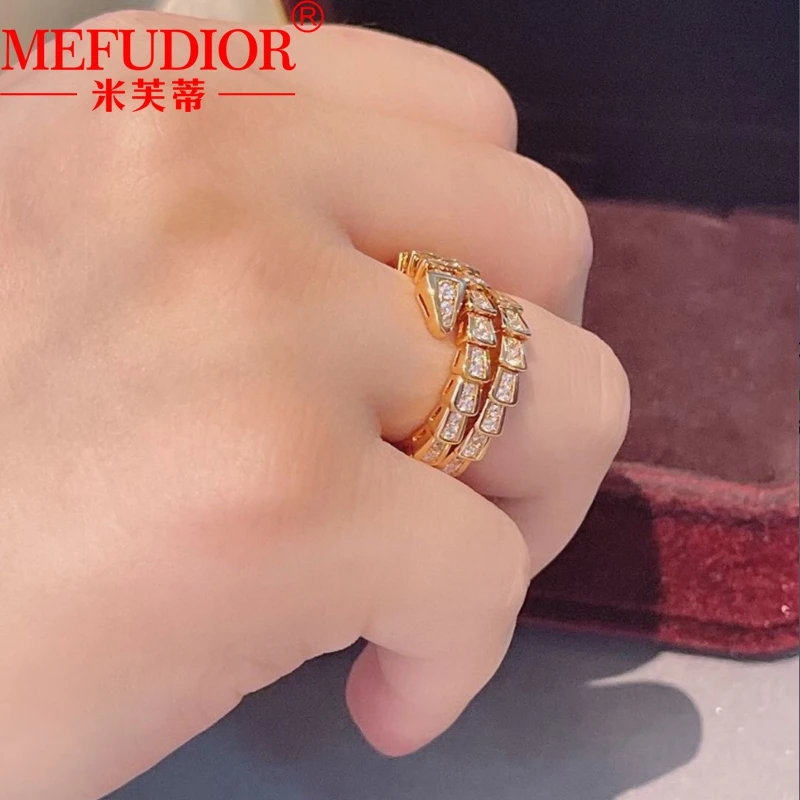 S947f87f144ce4d30a4a3b6c4aac7833ee 18K Real White Gold/Rose Gold Three Cilcles Snake Bone Ring Natural Full Diamond Open Wedding Bands Women's Luxury Jewelry Gift