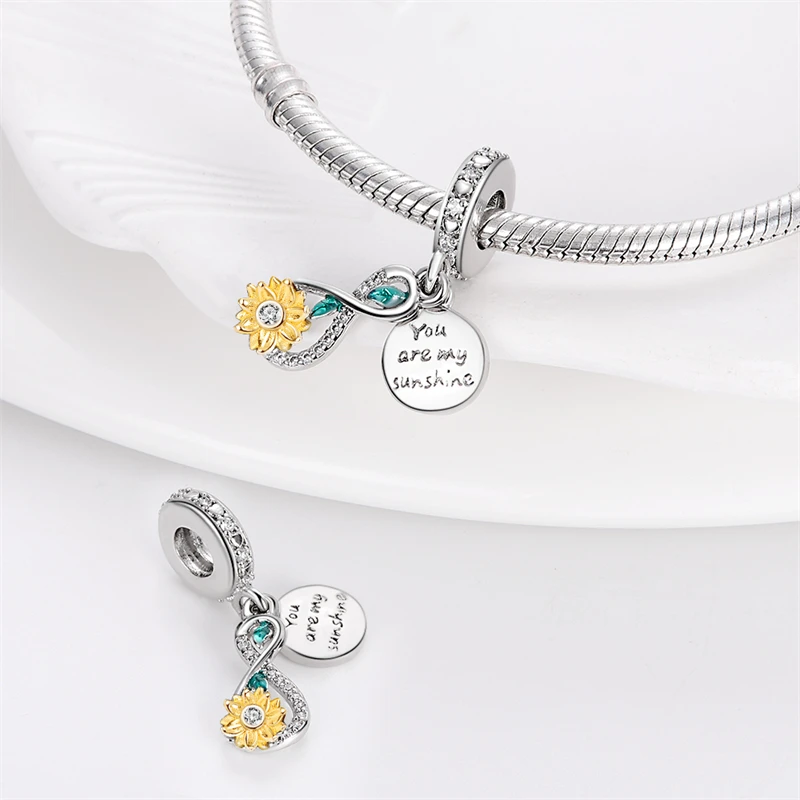 New 925 Sterling Silver Fashion Golden Sunflowers Heart Charms Beads Fit Pandora 925 Original Bracelets Luxury Party DIY Jewelry 9 S94dcae7d2c8b4ca9893aaaef86888a61T New 925 Sterling Silver Fashion Golden Sunflowers Heart Charms Beads Fit Pandora 925 Original Bracelets Luxury Party DIY Jewelry