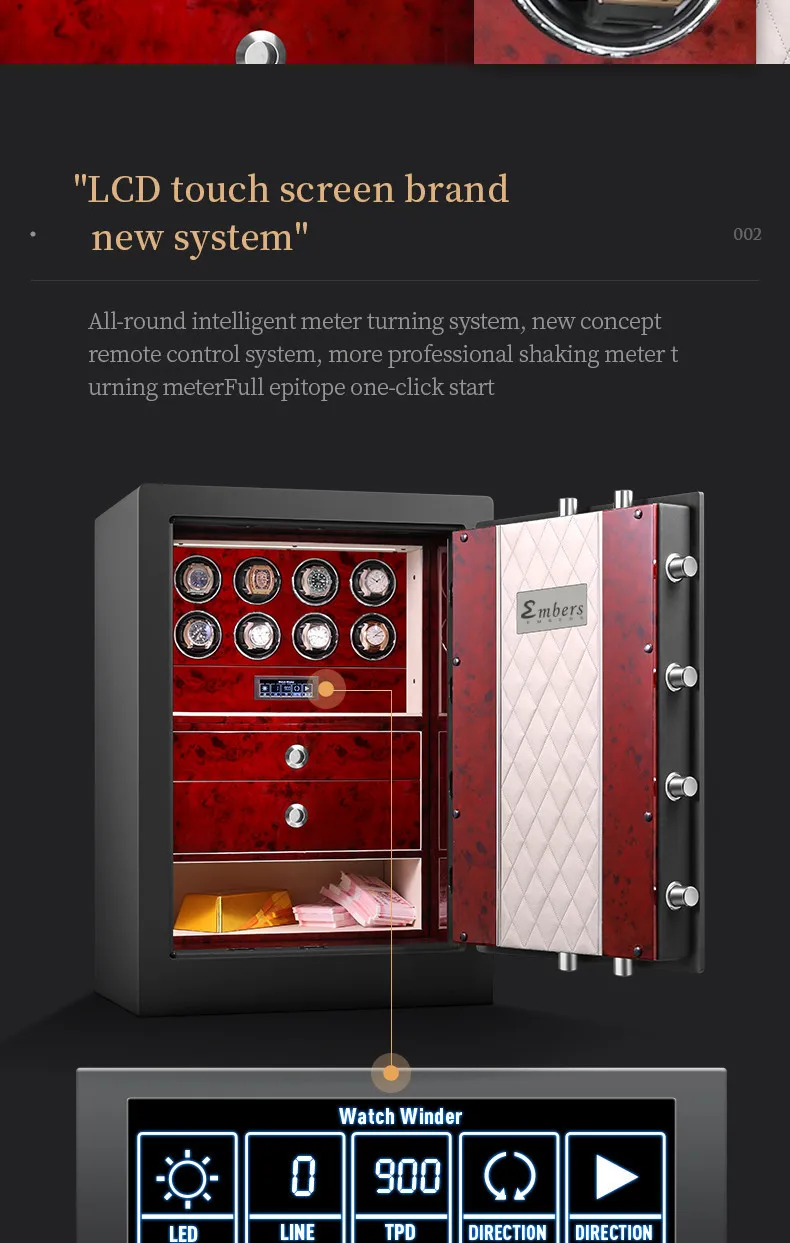 S96b4e3014c9b4cc18080e25df1fde7daY Embers Jewelry Ring Watch Necklace Bracelet Cash Safe Box Storage Cabinet Fireproof Anti Theft Fingerprint Unlock Custom Logo