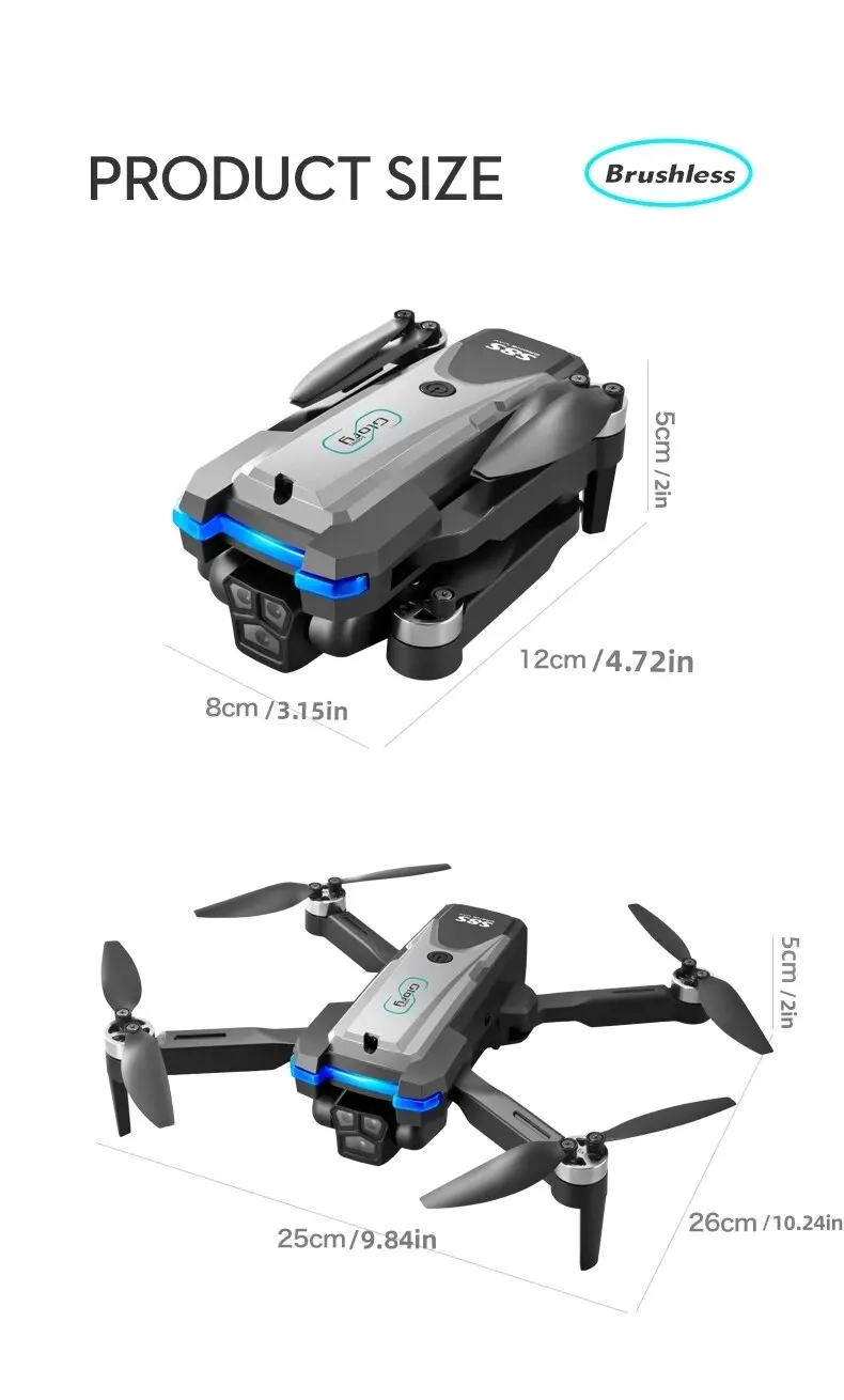 S9bc02007251a4691a39beed1a4444c19X S8S GPS Drone 5G Wifi 8K HD Dual ESC Camera Optical Flow 360° Obstacle Avoidance Brushless Motor RC Foldable Quadcopter 9000M
