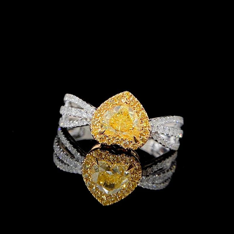 S9d26f75b189d4707a4c7ebdfc80e9facS LUOWEND 18K White Gold Rings Romantic Heart Design Real Natural Yellow Diamond Engagement Ring for Women High Wedding Jewelry