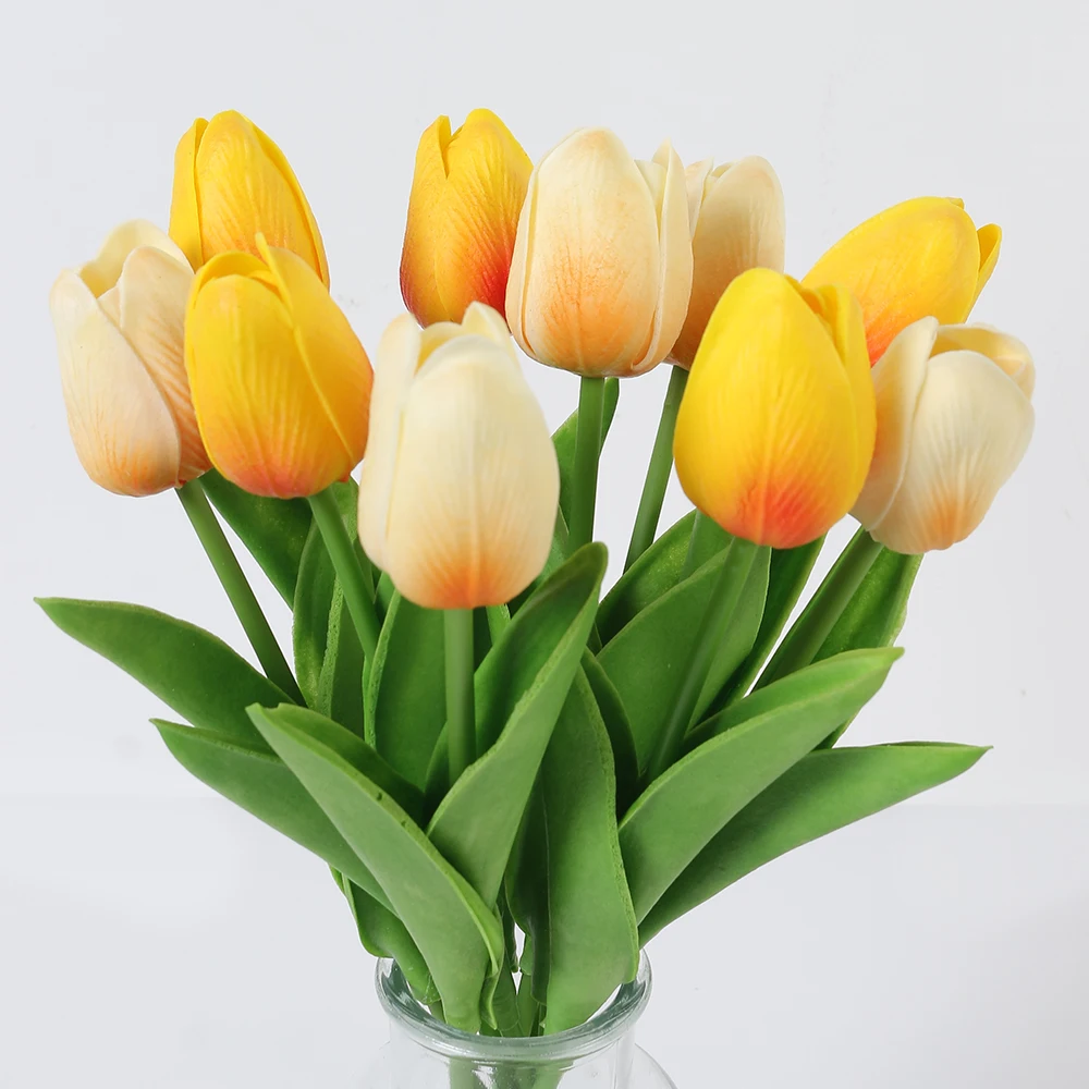 S9de5a57730af435eaa93f756befc6ff4Q 10Pcs Tulip Artificial Flowers Bouquet 29cm Real Touch PE Fake Flowers for Wedding Decoration Ceremony Decor Home Garden Decor