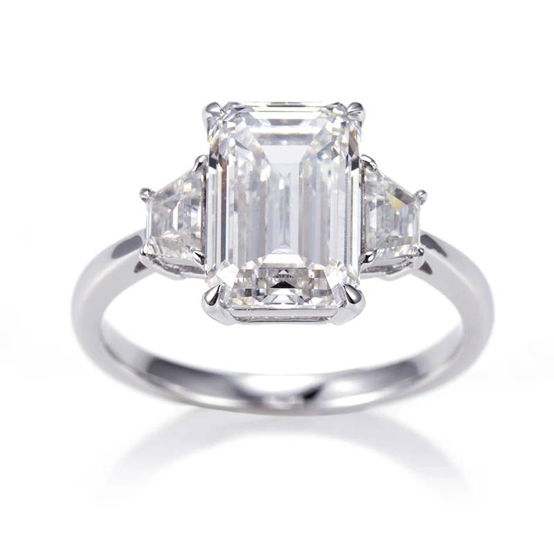 Sa108a8107db5456cbcb83cb50d83cce4B Ruif Jewelry 14K 18K Gold Yellow Gold 5 Carat Emerald Cut Lab Grown Diamond Engagement Ring