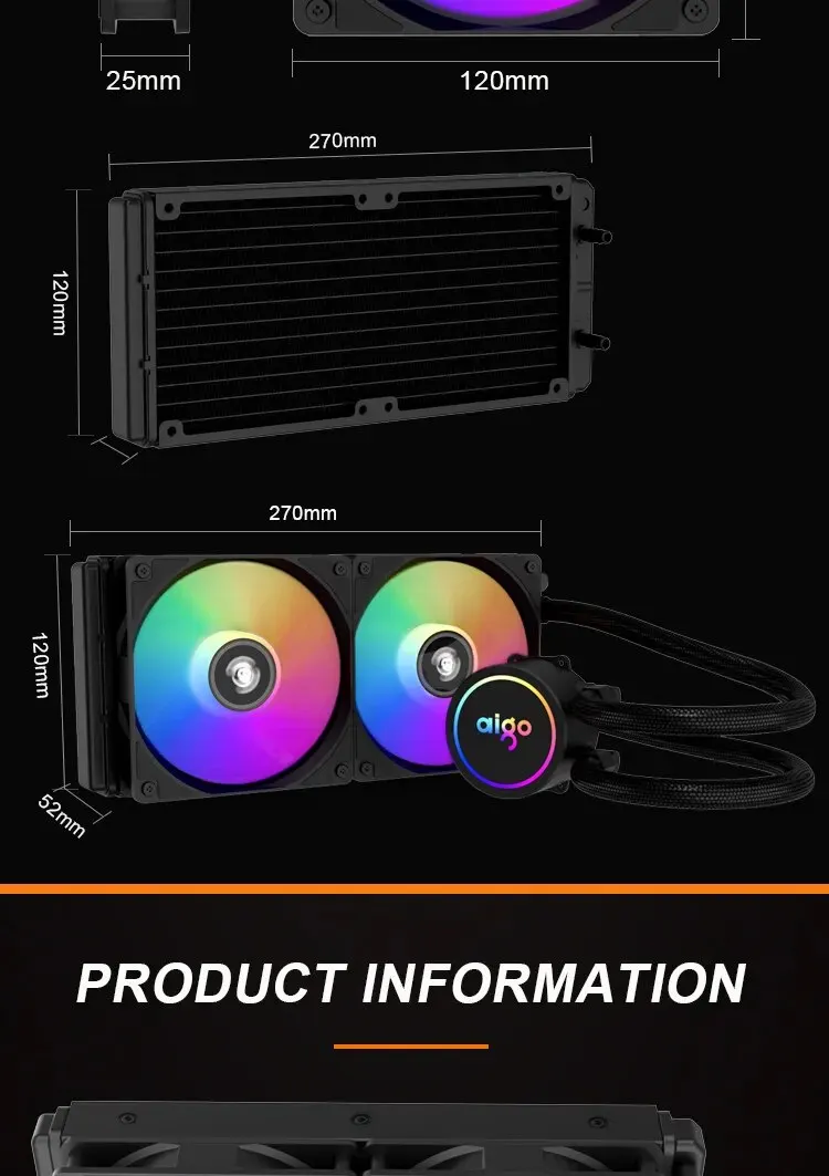 Aigo Water Cooler CPU Cooling Computer RGB Water Cooling Heatsink Integrated CPU Cooler Fan Radiator LGA 1700/1151/2011/AM3 /AM4 18 Sa1af44b9a5cb45d0ad20e12599f3542aY Aigo Water Cooler CPU Cooling Computer RGB Water Cooling Heatsink Integrated CPU Cooler Fan Radiator LGA 1700/1151/2011/AM3 /AM4