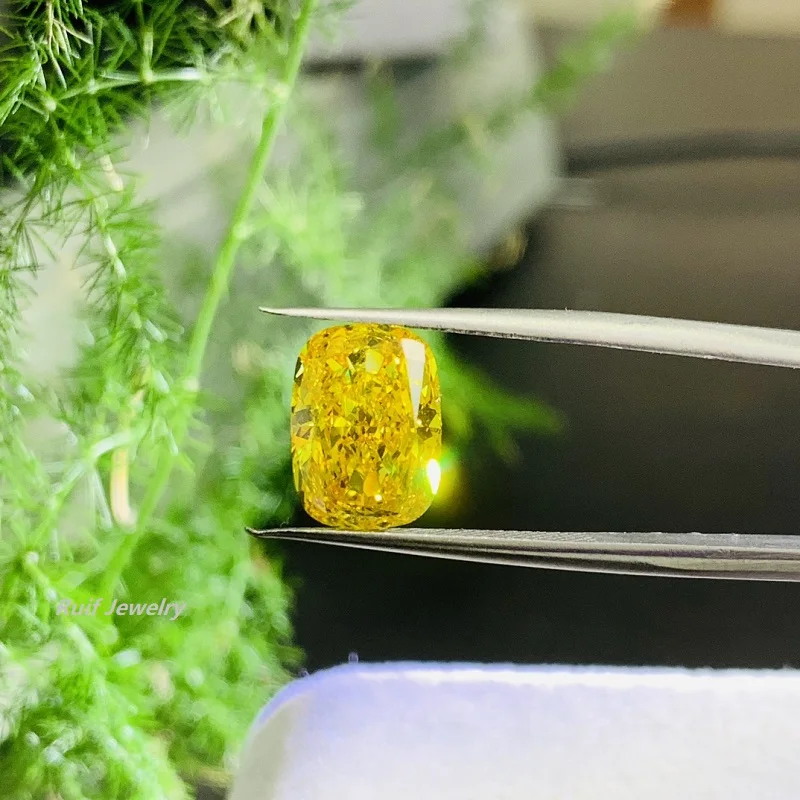 Sa28202b70a9043d68550f5136ff28fbbV Ruif Cushion 3.55ct Fancy Vivid Orangy Yellow Lab Grown Diamond HPHT for Fine Jewelry Making with IGI Certificate LG618429007