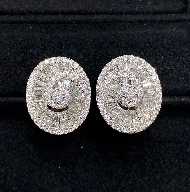 Sa2a6b7643e964ddd9d86005d9ccc3f6dE LUOWEND 18K White Gold Earrings Fashion Spiral Design Real Natural Diamond Stud Earrings for Women Wedding High Party Jewelry