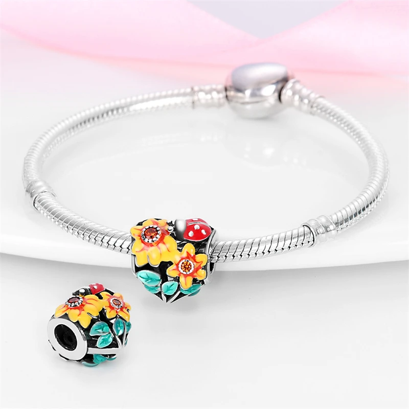 New 925 Sterling Silver Fashion Golden Sunflowers Heart Charms Beads Fit Pandora 925 Original Bracelets Luxury Party DIY Jewelry 23 Sa2e6a85f6a164058ba9fc424bbeae868R New 925 Sterling Silver Fashion Golden Sunflowers Heart Charms Beads Fit Pandora 925 Original Bracelets Luxury Party DIY Jewelry