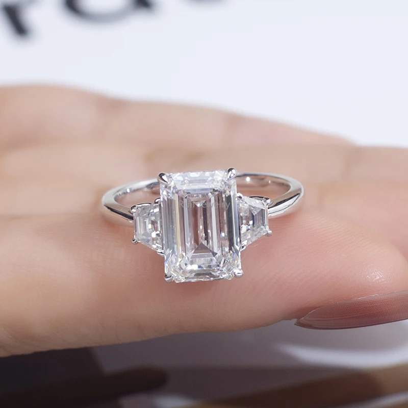 Sa37c55eed6b74246b25b189f614e2781Q Ruif Jewelry 14K 18K Gold Yellow Gold 5 Carat Emerald Cut Lab Grown Diamond Engagement Ring