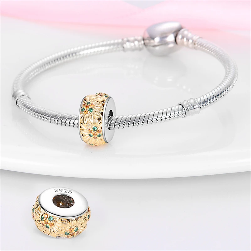 New 925 Sterling Silver Fashion Golden Sunflowers Heart Charms Beads Fit Pandora 925 Original Bracelets Luxury Party DIY Jewelry 33 Sa79bc55d5b4448118fbb79793e3444b55 New 925 Sterling Silver Fashion Golden Sunflowers Heart Charms Beads Fit Pandora 925 Original Bracelets Luxury Party DIY Jewelry
