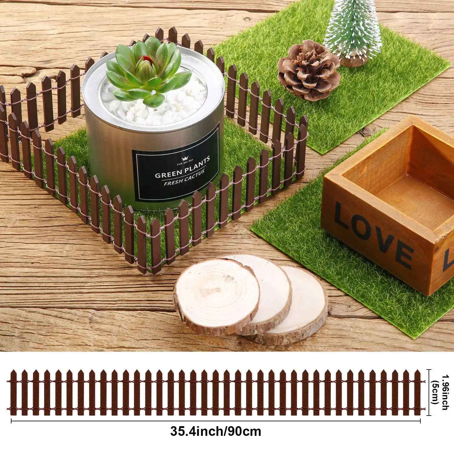 Sa9bf479f5981428bbdf125305f28e618E Fairy Garden Fence 90 x 5cm Mini Wooden Fence Miniature DIY Fairy Garden Accessories Wood Barrier Dollhouse Home Craft Decor