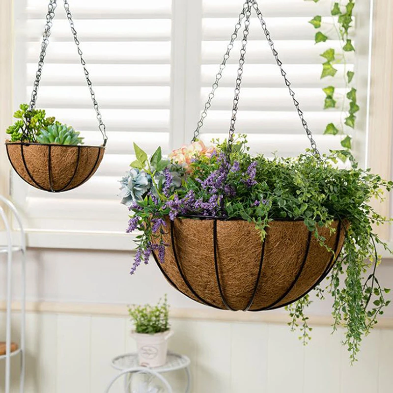 Sab67292ac54f4ab990e99615553c3afeA 1Pc 40/50cm Imitation Rattan Hanging Basket Flower Pot Chain With 3 Hooks Chains Plants Plant Grow Basin Home Garden Decor
