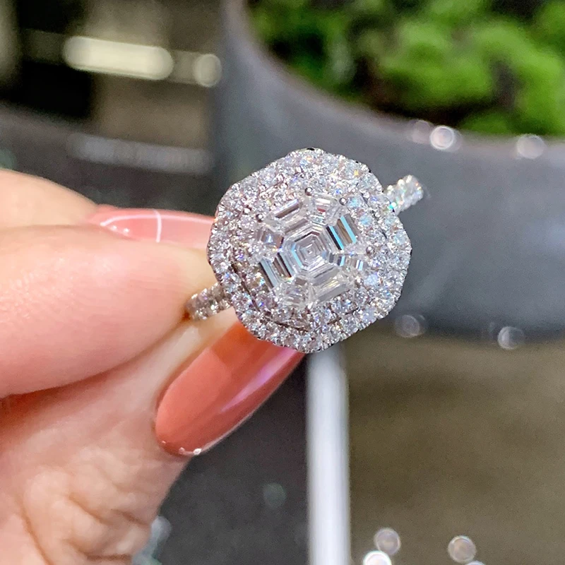 Sabeef250c8584a5c9779f3193736138ee LUOWEND 18K White Gold Fine Natural Diamonds 0.55carat Jewelry Classic Style Rings for Women Engagement Party