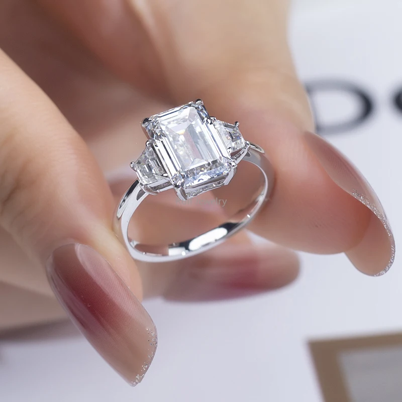 Sae2fb6d50c904fcc951eed6020c6c3846 Ruif Jewelry 14K 18K Gold Yellow Gold 5 Carat Emerald Cut Lab Grown Diamond Engagement Ring