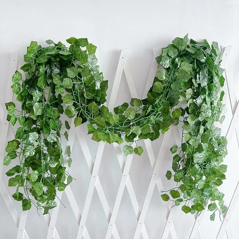 Sae67bee1bc634aed8371dc3d0c1c5116u 200CM Artificial Plant Green Ivy Leaf Garland Fake Plant Creeper Hanging Vine DIY for Wedding Party Home Garden Wall Decoration