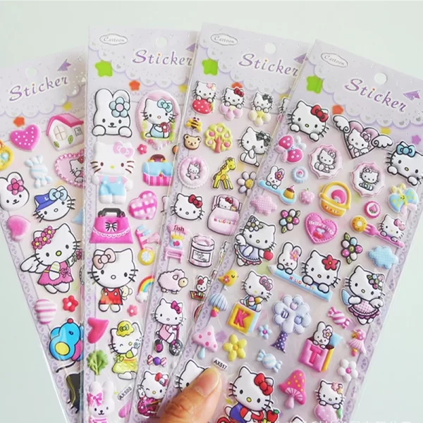 Sanrio 3D Cartoon Cloud Sense Foam Stickers Kt Cat Kulomi Melody Yugui Dog Cartoon Cute Stickers Decorative Toys