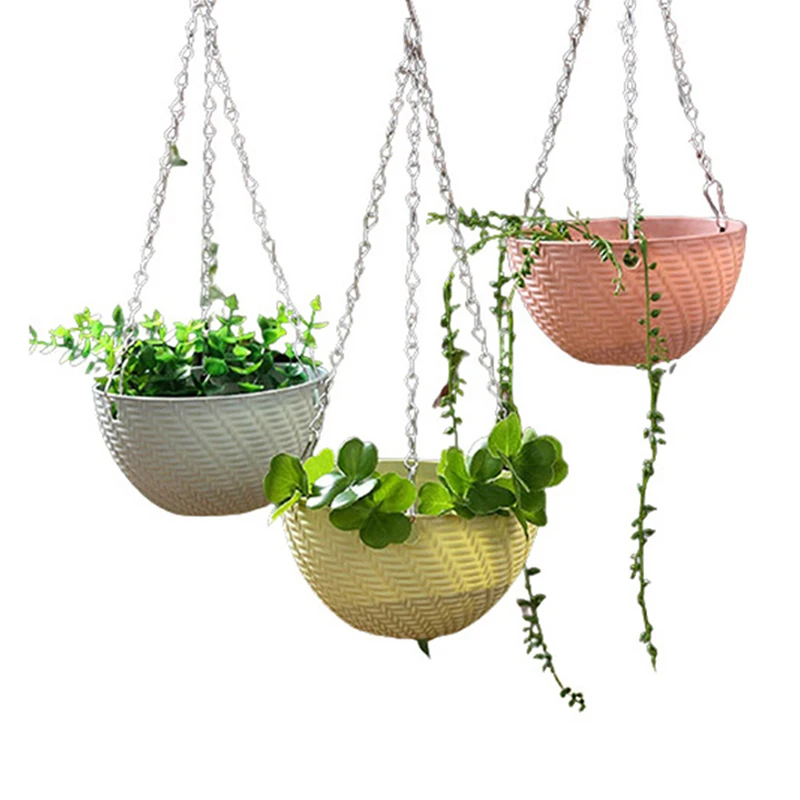 Sb0a9bb9ef6a94c169f83ed65d5a4b6a82 1Pc 40/50cm Imitation Rattan Hanging Basket Flower Pot Chain With 3 Hooks Chains Plants Plant Grow Basin Home Garden Decor