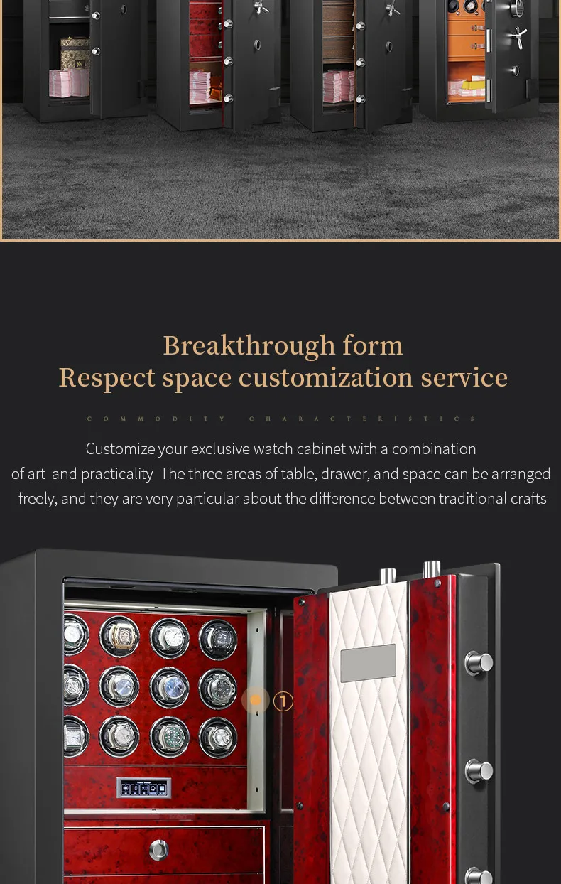 Sb0c6650adc364e01ade5494eab55187bP Luxury Wooden Automatic Watch Box Safe Mechanical Watch Winder Watch Strongbox Anti Theft Jewelry Cash Storage Cabinet