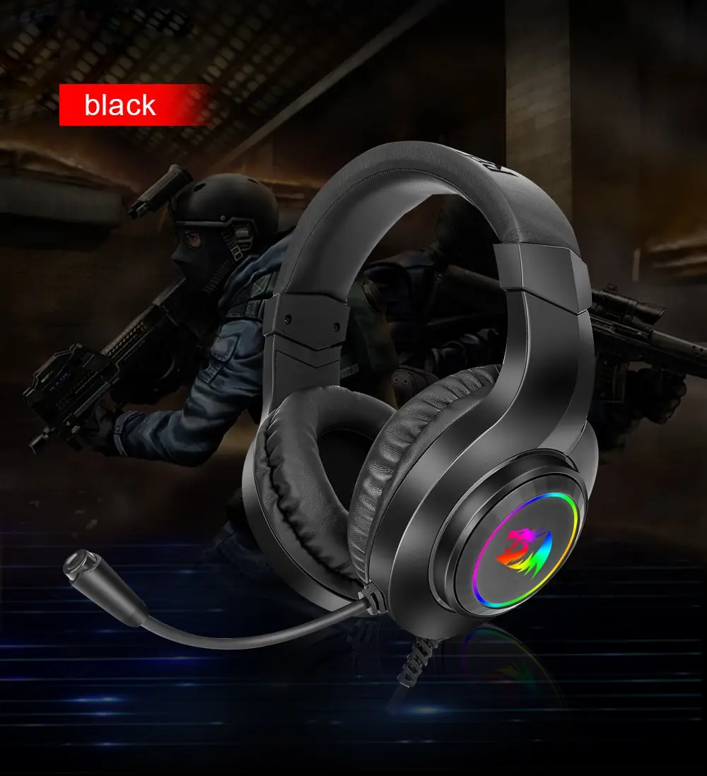 Sb22d33e5b2194d6cbef2dc417af684dfr REDRAGON HYLAS H260 RGB Gaming Headphone,3.5mm Surround Sound Computer PC Headset Earphones Microphone for PS4 Switch Xbox-one